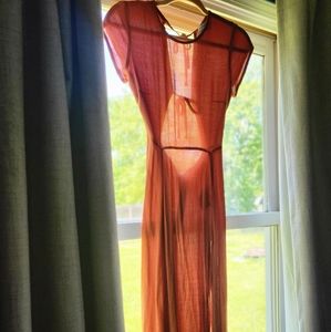 Urban Outfitters "Lindsey" Cap Sleeve Midi Dress in Burnt Orange Size XS